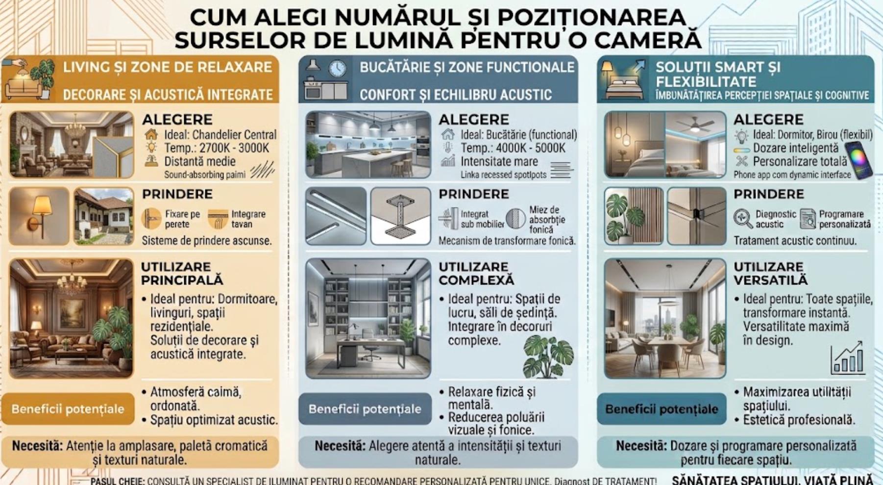Cum alegi numarul si pozitionarea surselor de lumina pentru o camera