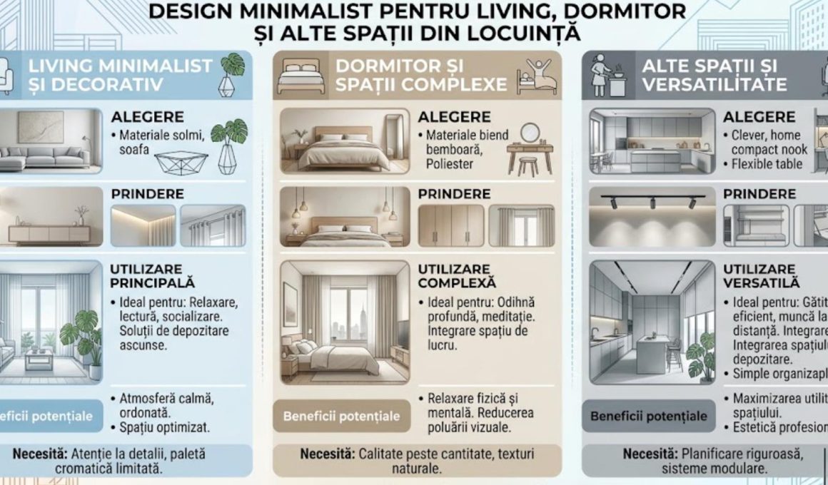 Design minimalist pentru living, dormitor si alte spatii din locuinta